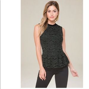 Bebe lace peplum top blouse M